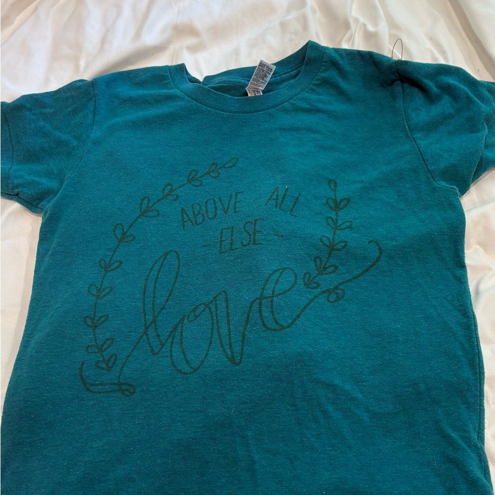 Teal Kids Shirt with Love Print
